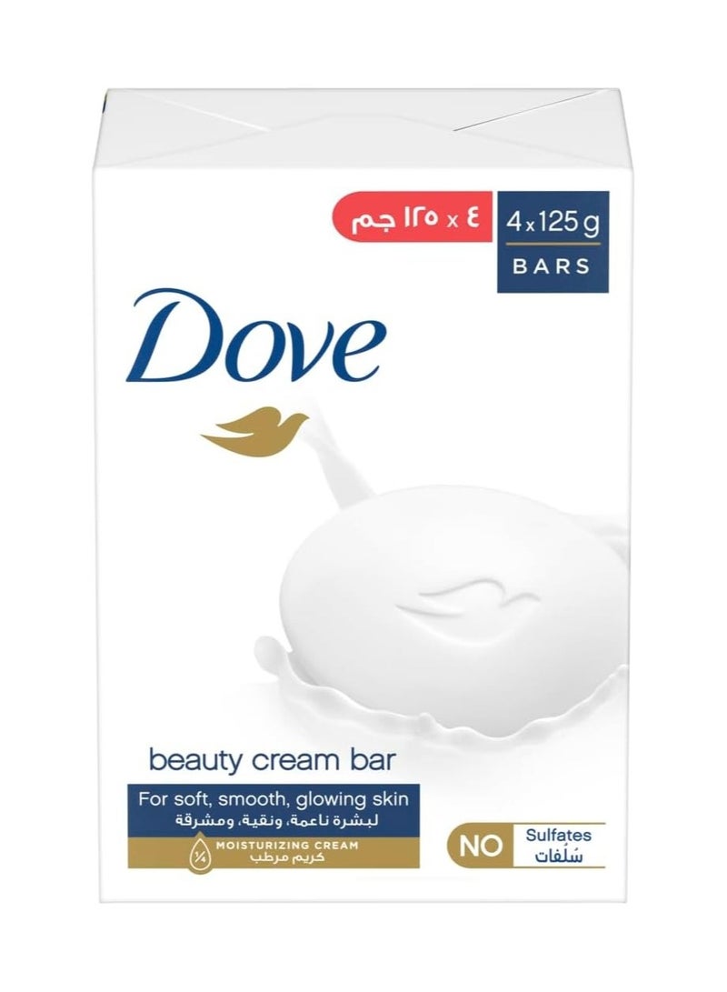دوف صابون دوف المرطب بتركيبة مغذية لجميع أنواع البشرة، أصلي، مع ربع كريم مرطب، 125 جرام (عبوة من 4 قطع)
