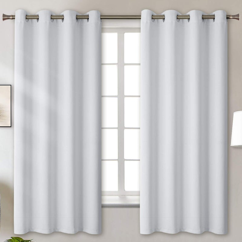 BGment Room Darkening Curtains for Bedroom - Grommet Thermal Insulated Window Treatments Light Blocking Curtains for Living Room  Set of 2 Panels  Each 46 x 63 Inch  Greyish White - Image 1