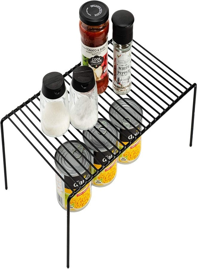 TechSrmaji Steel Dish Organizer/Multipurpose Space Saver Storage Shelves for Kitchen & Bathroom Cabinets/Plate Stand/Household Shelves/CounterTop Rack Cups, Pantry Organization (Pack of 2) (Black) - Image 2