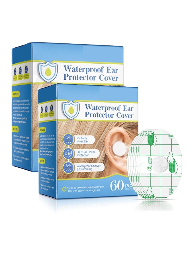 2 boxes of 60 Pieces Waterproof Ear Protector Cover for Swimming Shower Ear Protectors with Ear Plugs for Kids Newborn Disposable Ear Covers for Shower Surfing Snorkeling and Other Water Sports - Image 1