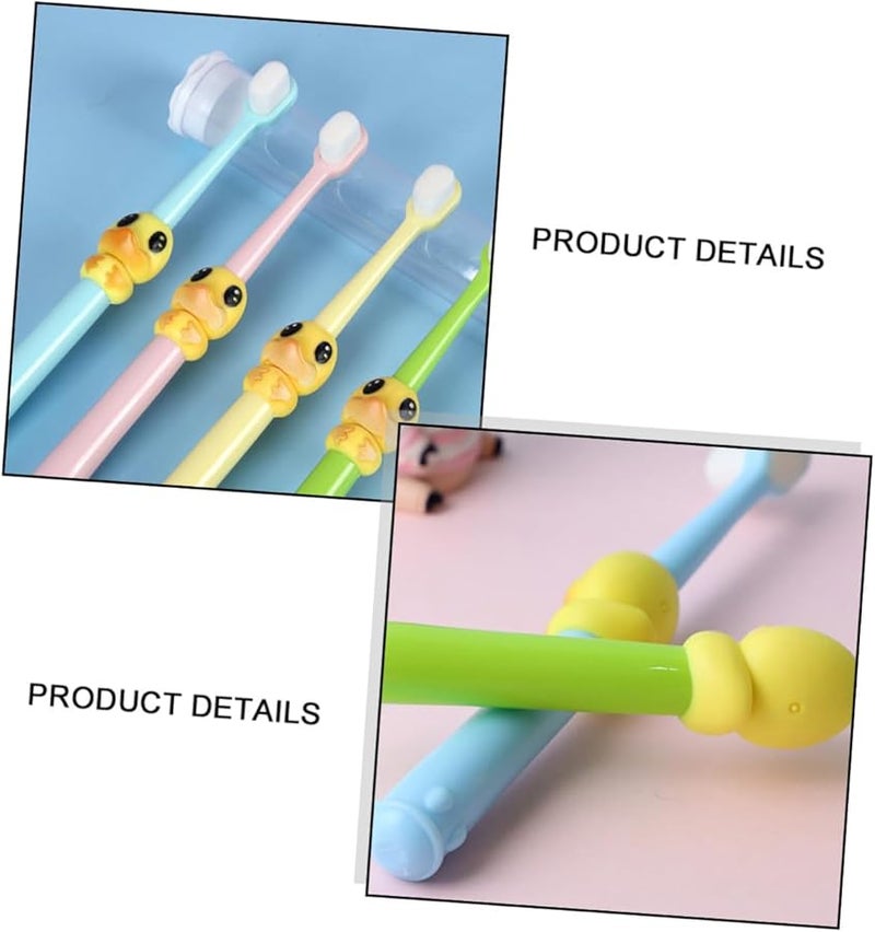 فرش أسنان كرتون للأطفال 4 قطع، شعيرات ناعمة، فرشاة الأسنان الأولى للأطفال - Image 4