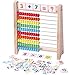 Flzoaveus Educational Abacus for Kids Math 10 Row Wooden Counting Frame with Number 1100 Cards Teach Counting Addition and Subtraction Preschool Learning Math Toys for Boys Girls Gift 3 4 5 Year Old - Image 2