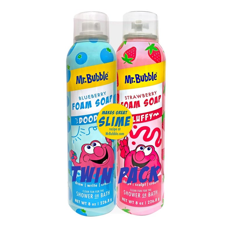 Mr. Bubble Twin Pack Foam Soap - Sculpt and Draw in the Tub; Soft, Moldable, Gentle, Scented Foam (Pack of 2, 8 fl oz Each) - Image 1