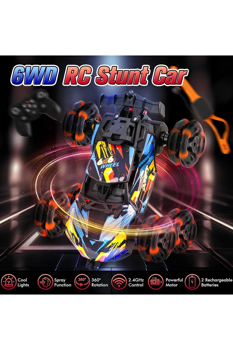 Auniq Remote Controlled Car, 6WD RC Stunt Car with Gesture Sensor, 360° Rotation and Drift Vehicles, RC Car, 1:24 RC Off-Road Toy with Spray and Light,... - Image 2