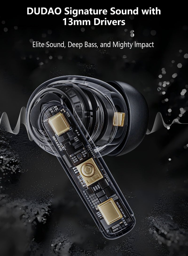 DUDAO U8PRO TWS In-Ear Wireless Earbuds, Comfortable Ergonomic Fit, Ultra-Light Design, 13mm Dynamic Driver, Bluetooth 5.3, Ultra-Low Latency, 50H Battery Life – White - Image 3