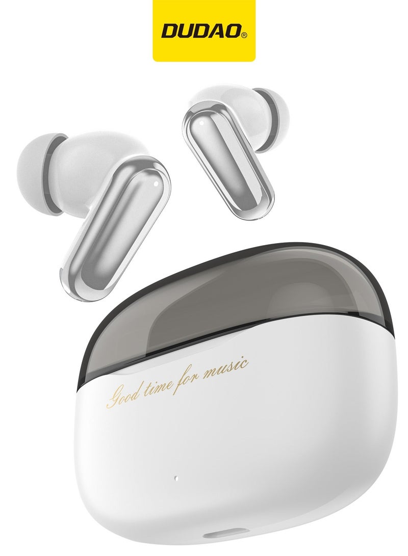 DUDAO U8PRO TWS In-Ear Wireless Earbuds, Comfortable Ergonomic Fit, Ultra-Light Design, 13mm Dynamic Driver, Bluetooth 5.3, Ultra-Low Latency, 50H Battery Life – White - Image 1
