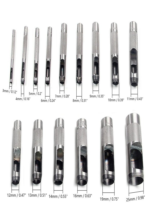 Utoolmart Round Steel Hollow Punch Set 3mm to 25mm Leather Craft Hollow Hole Punch Tools 15Pcs - Image 2