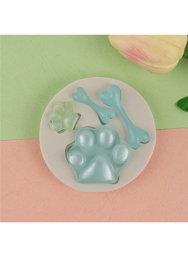 yongsheng Bone Shape Silicone Mould White ，Cat Paw Dog Paw Silicone Molds Bone Fondant Molds for Cake Decoration Cupcake Topper Chocolate Candy Polymer Clay Gum Paste  - Image 3