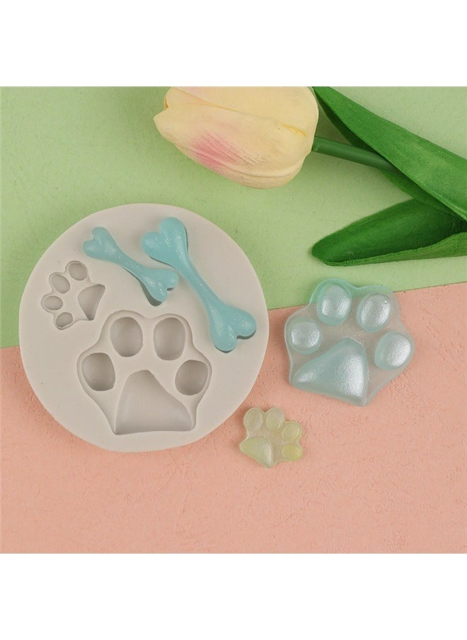 yongsheng Bone Shape Silicone Mould White ，Cat Paw Dog Paw Silicone Molds Bone Fondant Molds for Cake Decoration Cupcake Topper Chocolate Candy Polymer Clay Gum Paste  - Image 5