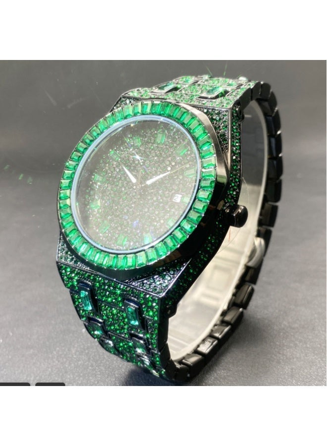 MISS FOX Watch Men’s Quartz Watch: Ultra-Stylish Calendar, Luminous, Hip-Hop Bracelet Watch with Full Rhinestone Dial – Men’s Diamond Wristwatch - Image 5