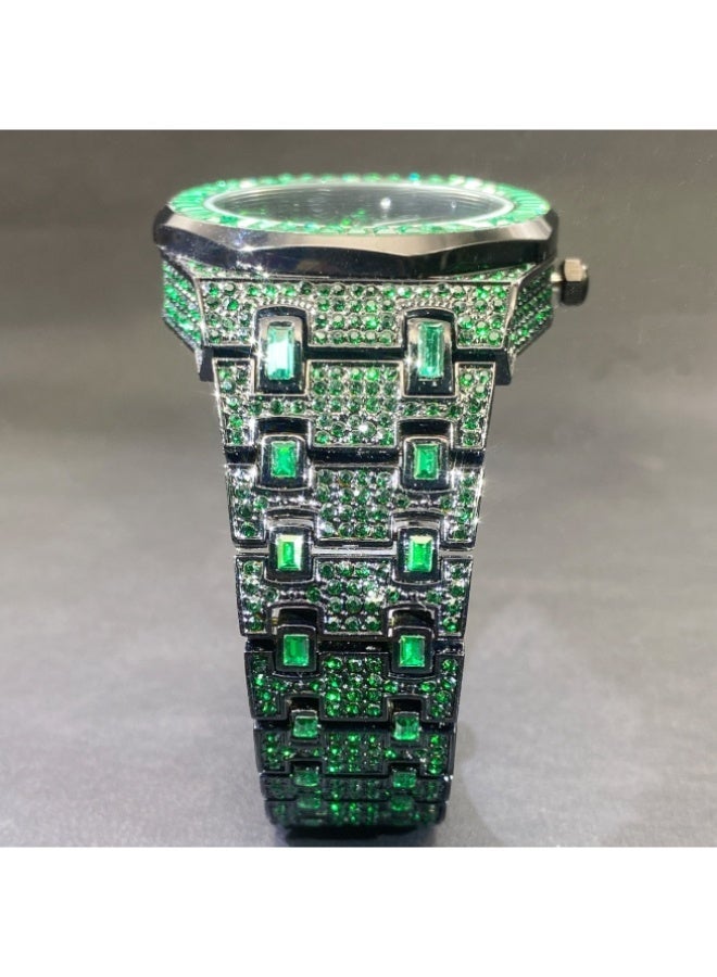 MISS FOX Watch Men’s Quartz Watch: Ultra-Stylish Calendar, Luminous, Hip-Hop Bracelet Watch with Full Rhinestone Dial – Men’s Diamond Wristwatch - Image 3