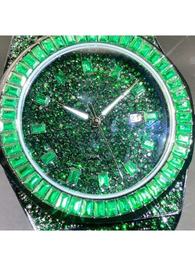 MISS FOX Watch Men’s Quartz Watch: Ultra-Stylish Calendar, Luminous, Hip-Hop Bracelet Watch with Full Rhinestone Dial – Men’s Diamond Wristwatch - Image 2