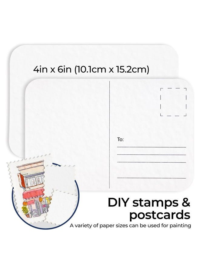 Funto Blank Watercolour Paper Postcards, 100% Cotton, 28 Postcards + 2 Sheets of Stamps, A6 (10.2 x 15.2 cm), 140 lb/300 gsm, Acid-free High Performance Art Paper for Thank You Cards and Greeting - Image 3