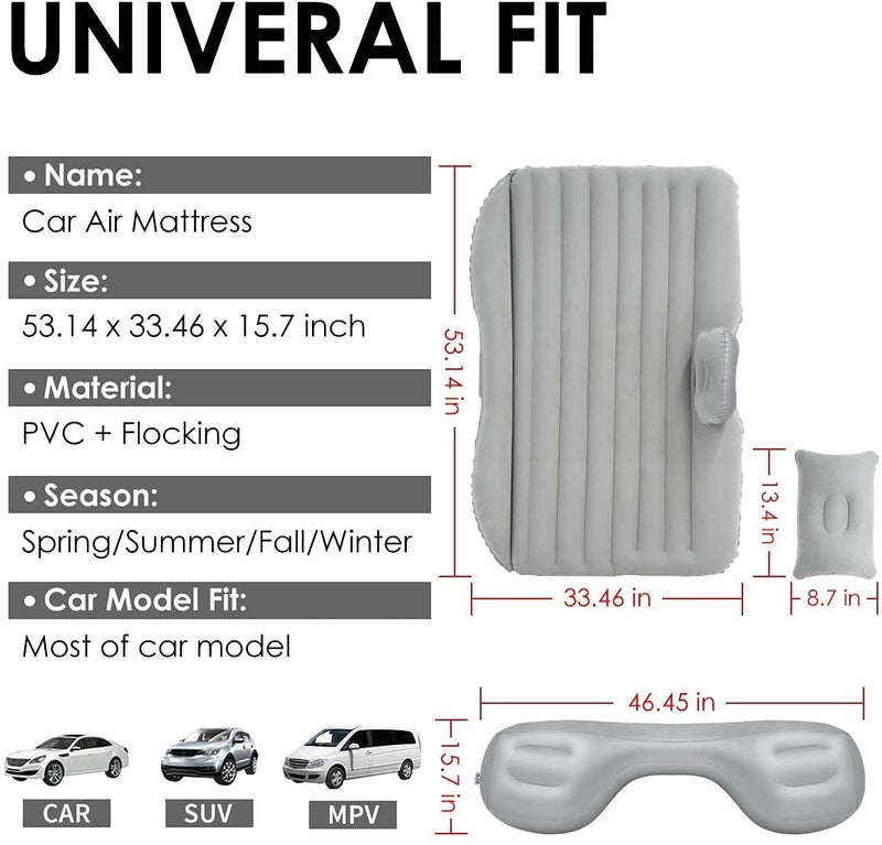 EXPORTTANZA Car Inflatable Bed with Pump 2 Air PillowQuick Inflatable Back Seat BedCar Inflatable MattressCar Bed MattressCar Bed for KidsTravelTripsCampingPicnic Multicolor - Image 5