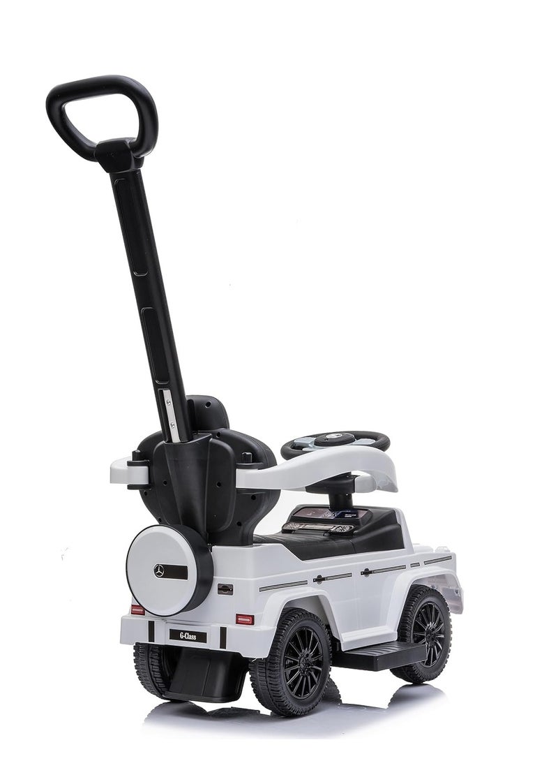 مرسيدس بنز عربية أطفال شكل مرسيدس بدفع يدوي ومقبض تحكم – تصميم أنيق ومتين - ابيض - Image 4