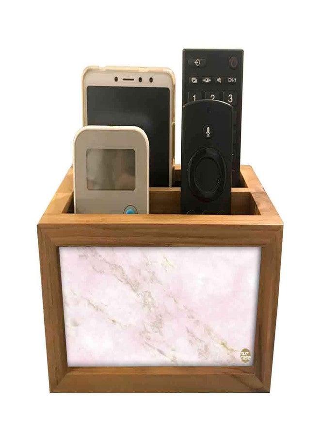 Nutcase Designer Teak Wood TV Remote Stand For Home Remote Holders Organizer Caddy for TV/AC Remotes Control -Multipurpose Desk Organiser-6�x4�x4� - PINK MARBLE - Image 2