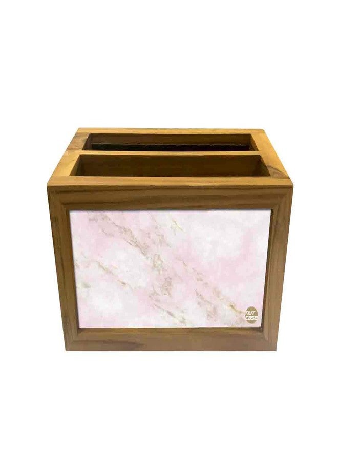 Nutcase Designer Teak Wood TV Remote Stand For Home Remote Holders Organizer Caddy for TV/AC Remotes Control -Multipurpose Desk Organiser-6�x4�x4� - PINK MARBLE - Image 4