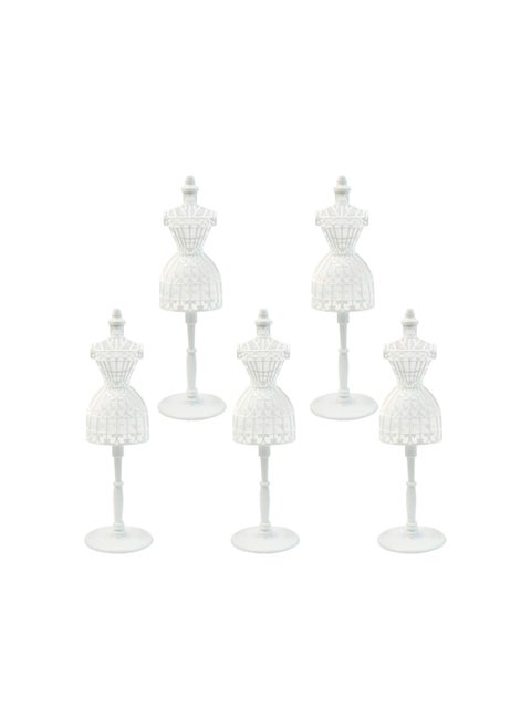5 Piece 8.5 Inch Doll Display Stand DIY White Hollow Out Clothes Hanger