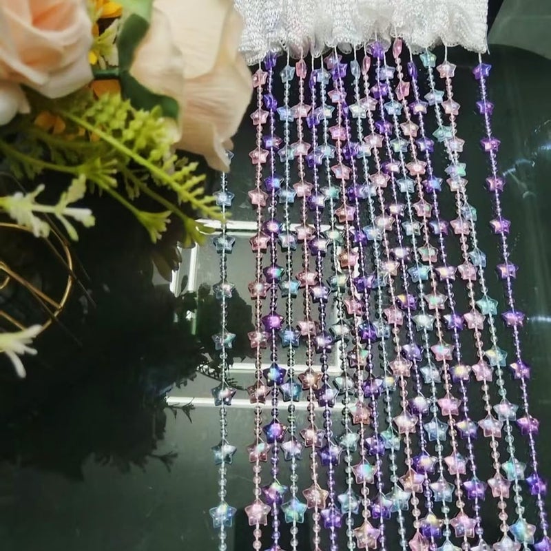 ave split Beaded Curtain Doorways Star Acrylic Hanging Door Beads String Curtains Tassel Room Divider Screen Decor for Doorway Window Living Room Wedding 049Star (Colourful Star) - Image 4
