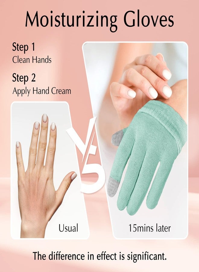 Evridwear Cotton Moisturizing Gloves Overnight Touchscreen for Dry Hands SPA Eczema Hand Care, Day and Night Moisturizing Sleeping Gloves (2 Pairs S/M, Feather Weight Mint Green) - Image 2