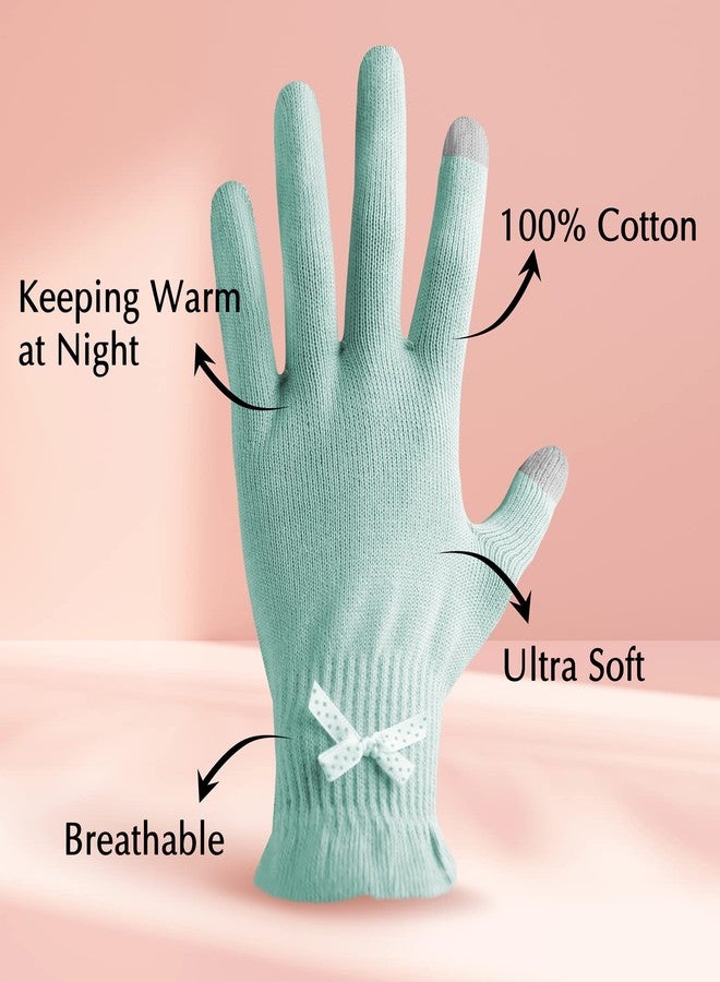 Evridwear Cotton Moisturizing Gloves Overnight Touchscreen for Dry Hands SPA Eczema Hand Care, Day and Night Moisturizing Sleeping Gloves (2 Pairs S/M, Feather Weight Mint Green) - Image 3
