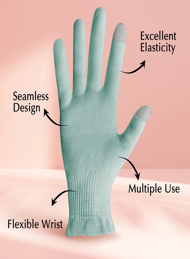 Evridwear Cotton Moisturizing Gloves Overnight Touchscreen for Dry Hands SPA Eczema Hand Care, Day and Night Moisturizing Sleeping Gloves (2 Pairs S/M, Feather Weight Mint Green) - Image 4