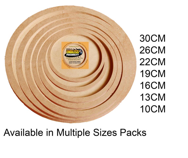 SNOOGG Artist Depth Wooden Circle Cradled Panel for Painting, Resin Pouring Painting Mixed-Media Craft, Acrylic, Oil, Encaustic 30CM 12 inch Pack of 3 - Image 4