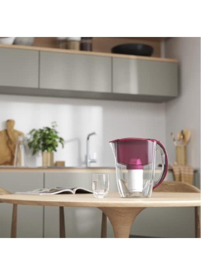 Aquaphor AQUAPHOR Water Filter Jug Prestige Cherry – 2.8L Capacity | Includes 1 A5 Filter Cartridge | Reduces Limescale, Chlorine & Microplastics | Slim Design Fits in Fridge Door | BPA-Free  - Image 2