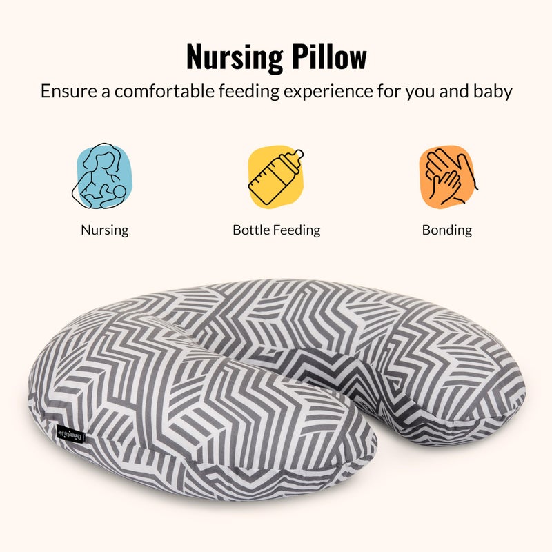 Dream On Me Beeboo Nursing Pillow And Positioner, Breastfeeding And Bottlefeeding , Removable And Washable Pillow Cover, Soft And Breathable Fabric, Black And White - Image 4