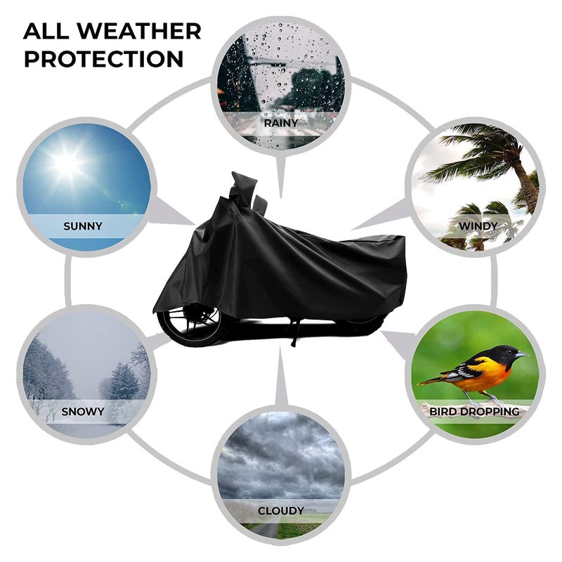 MELVIS Ultimate Protection: Black Waterproof Universal Bike Cover - Heavy-Duty All-Weather Shield for Your Motorcycle, Two Wheeler Bike Scooter Scooty Activa - Secure Fit, UV Protection - Image 4