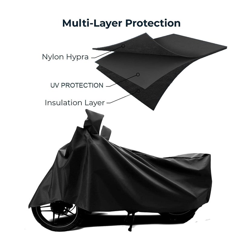 MELVIS Ultimate Protection: Black Waterproof Universal Bike Cover - Heavy-Duty All-Weather Shield for Your Motorcycle, Two Wheeler Bike Scooter Scooty Activa - Secure Fit, UV Protection - Image 3