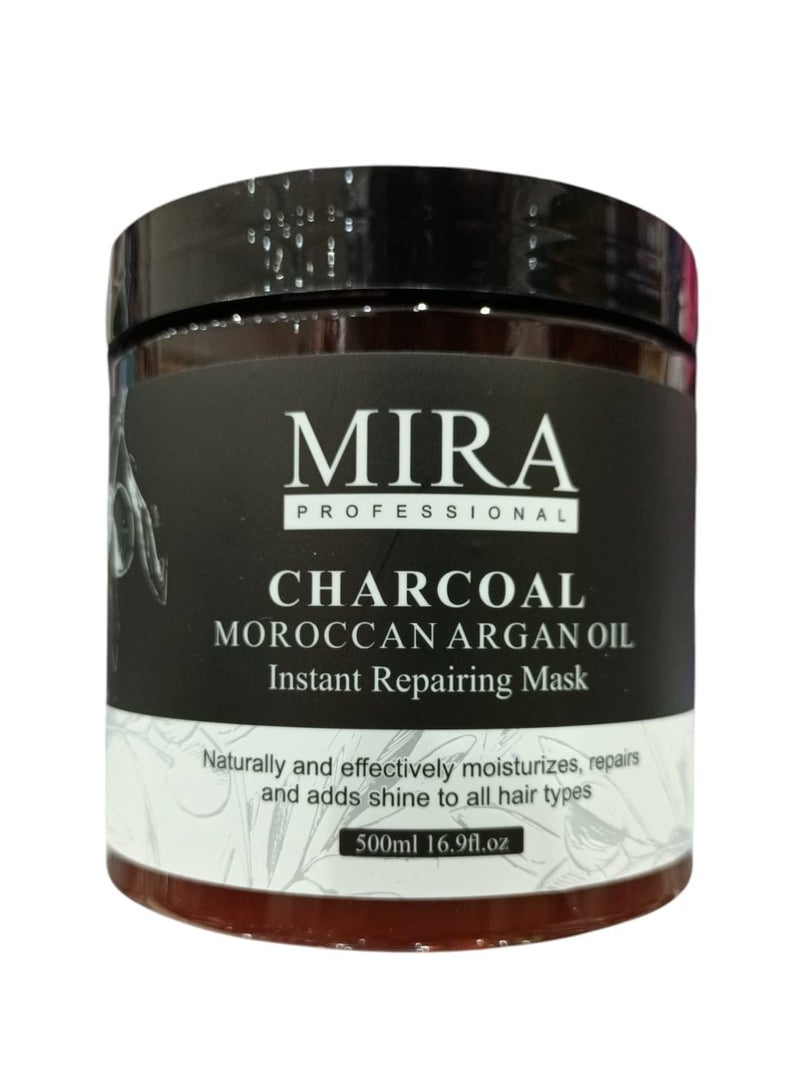 Mira Instant Repair Mask With Charcoal and Moroccan Argan Oil  Care  Hydration and Shine  500 ml - Image 1