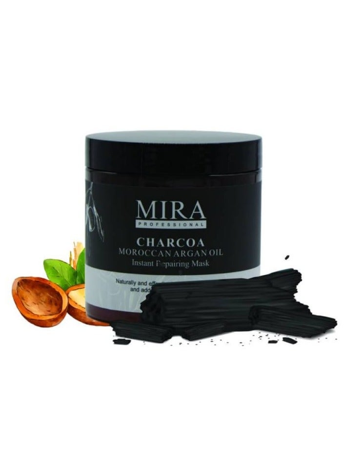 Mira Instant Repair Mask With Charcoal and Moroccan Argan Oil  Care  Hydration and Shine  500 ml - Image 2