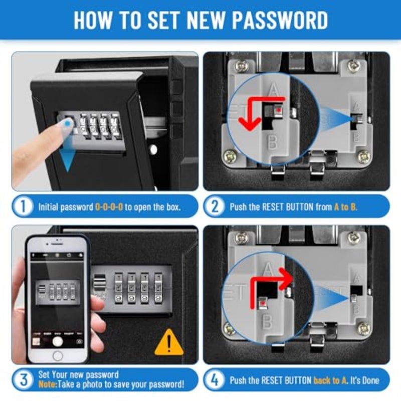 صندوق مفاتيح كهرباء كبير، Sturdy Waterproof Wall Mount Security Lockbox for House, Garage, Office, Warehouse, Outdoor Key Hider with Code, Secure Storage for Keys - Image 5