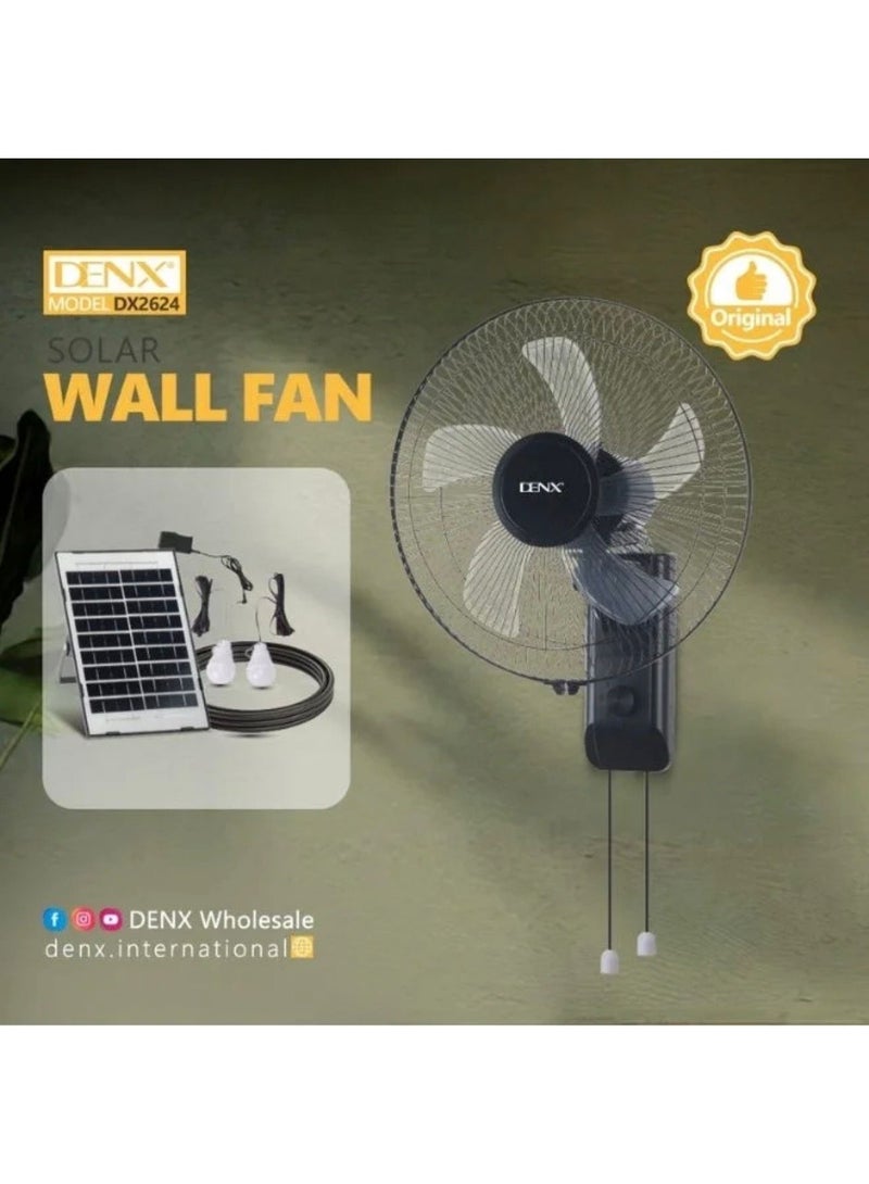 Denx DX2624 Solar Wall Fan – 3 Wind Speeds, 3m Solar Panel Cable, Solar-Powered Charging with Strong & Quiet Performance, Perfect for Home, Office & Areas with Limited Electricity - Image 3