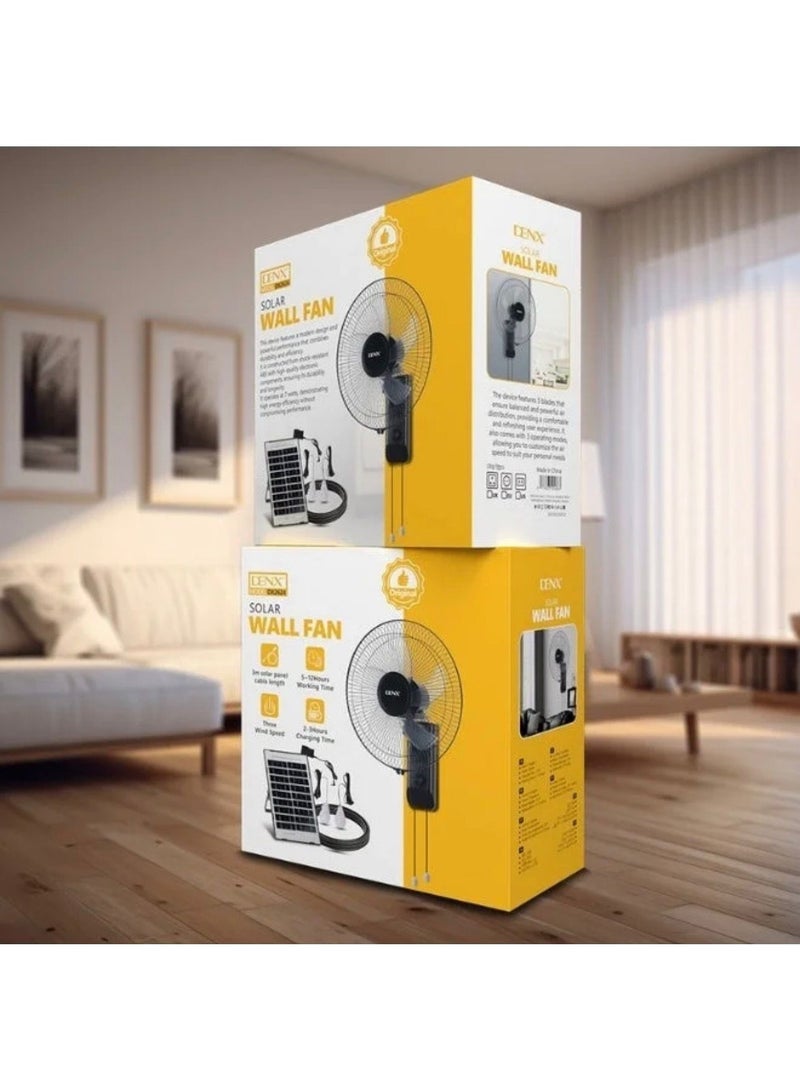 Denx DX2624 Solar Wall Fan – 3 Wind Speeds, 3m Solar Panel Cable, Solar-Powered Charging with Strong & Quiet Performance, Perfect for Home, Office & Areas with Limited Electricity - Image 4