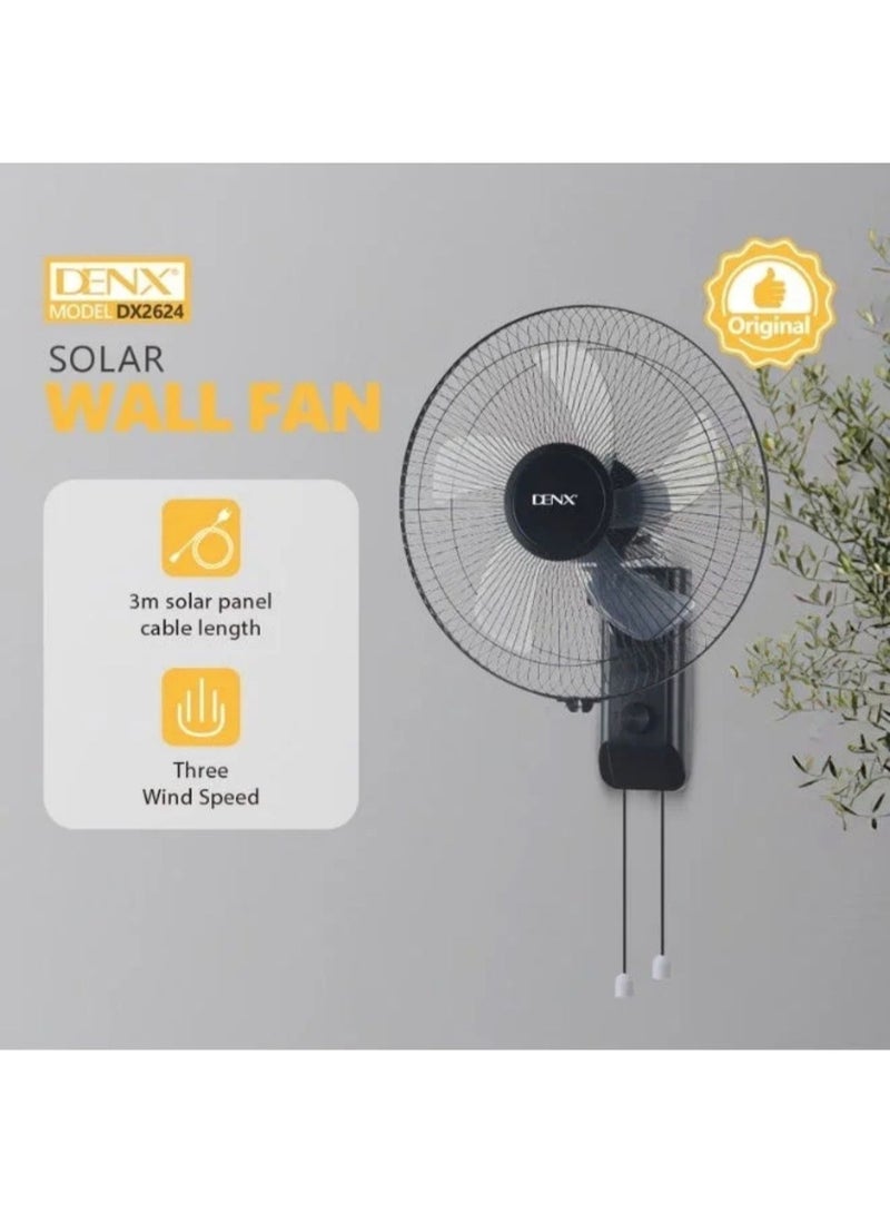 Denx DX2624 Solar Wall Fan – 3 Wind Speeds, 3m Solar Panel Cable, Solar-Powered Charging with Strong & Quiet Performance, Perfect for Home, Office & Areas with Limited Electricity - Image 5
