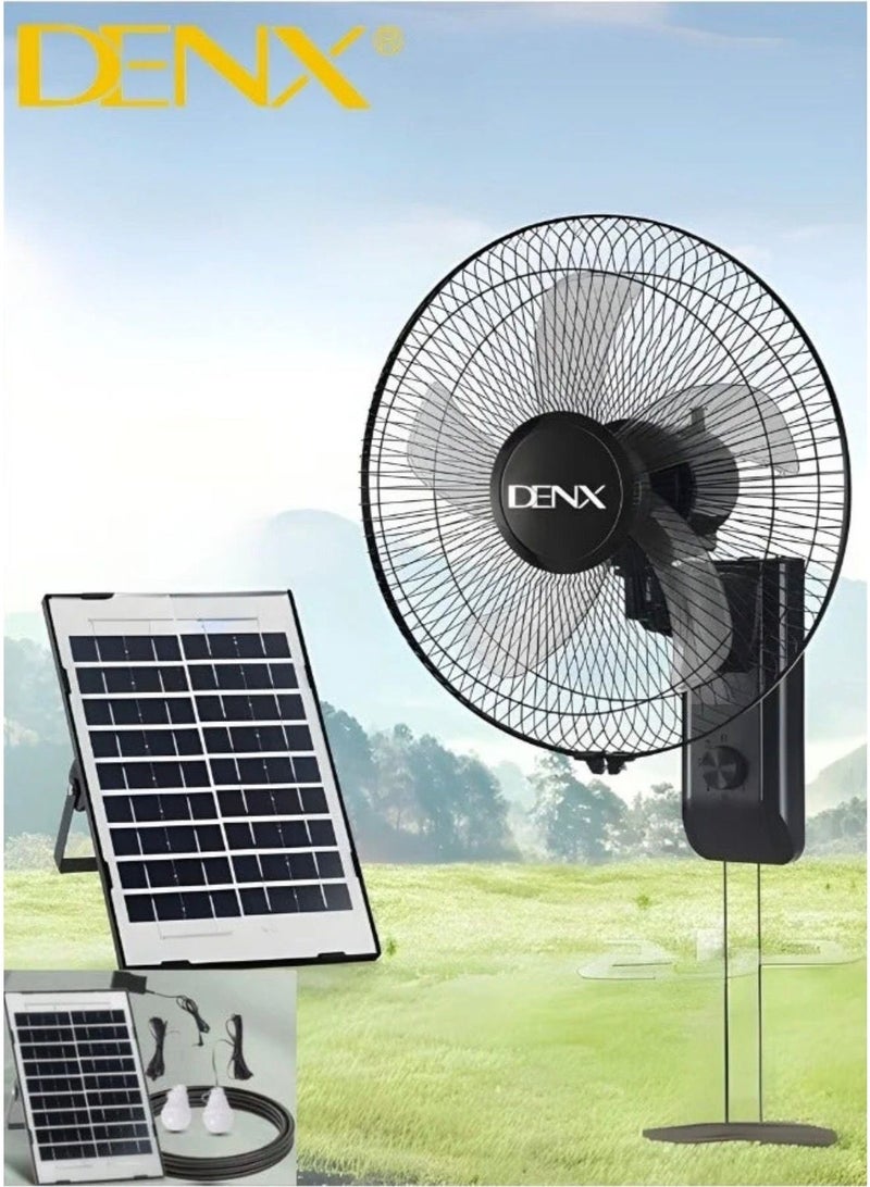 Denx DX2624 Solar Wall Fan – 3 Wind Speeds, 3m Solar Panel Cable, Solar-Powered Charging with Strong & Quiet Performance, Perfect for Home, Office & Areas with Limited Electricity - Image 1