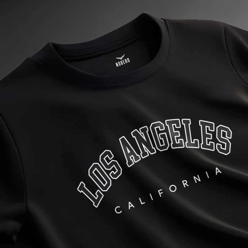 NOBERO Black Graphic Printed T-Shirt for Men