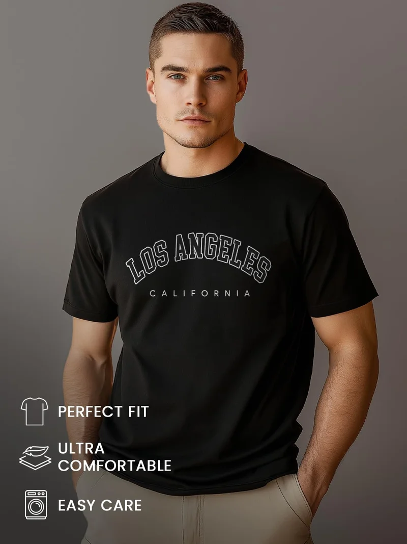 NOBERO Black Graphic Printed T-Shirt for Men