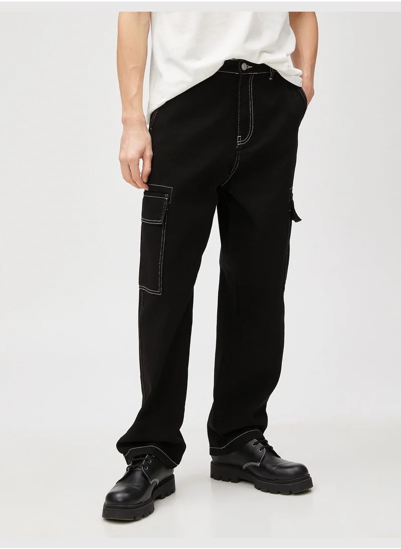 KOTON Cargo Trousers Seam Detailed Buttoned