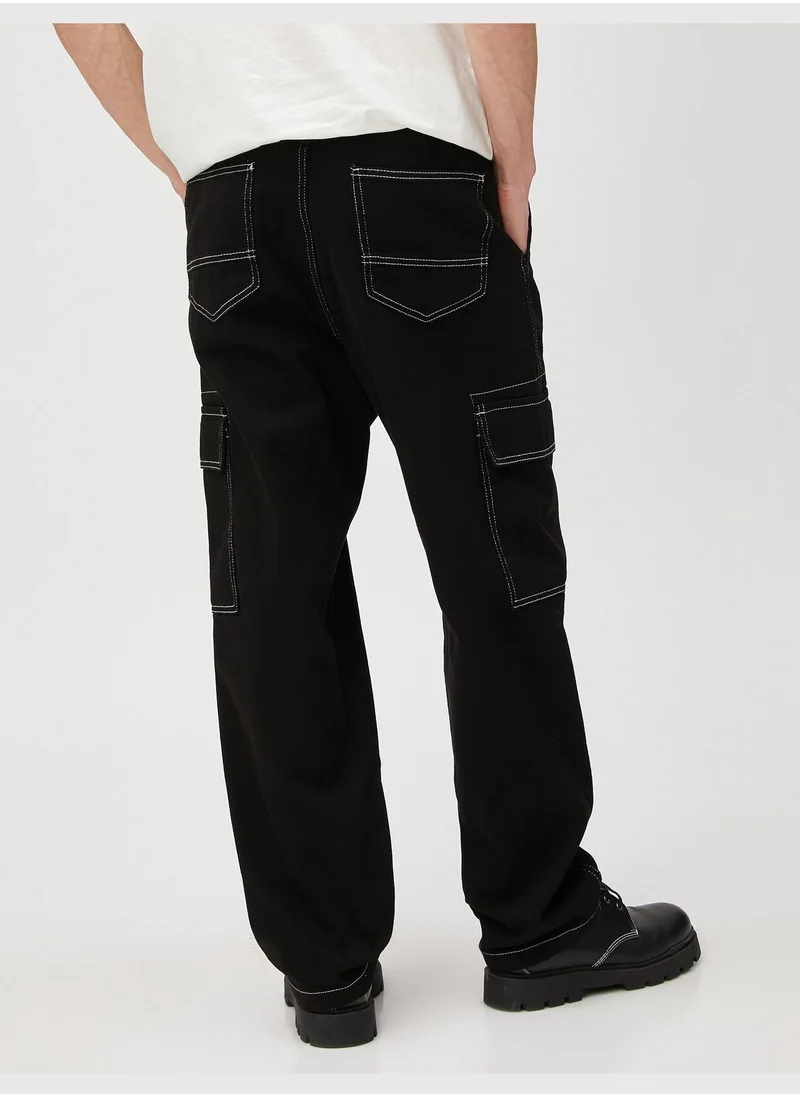 KOTON Cargo Trousers Seam Detailed Buttoned