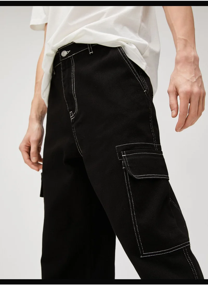 KOTON Cargo Trousers Seam Detailed Buttoned