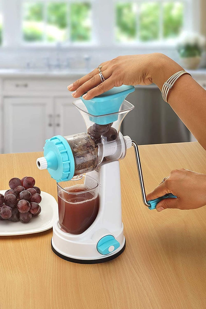 RJ kitchenware Store عصارة يدوية بلاستيكية من متجر RJ للأدوات المنزلية للفواكه والخضروات مع مقبض فولاذي ونظام قفل فراغ عصارة سفر للفواكه والخضروات - Image 4