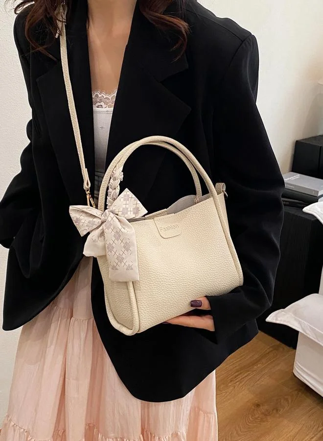 Take Two White Shoulder Bag with Bow Detail