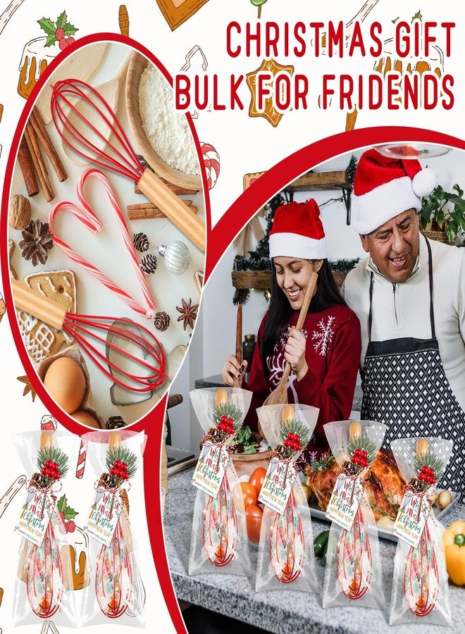 Denylo pro 12 Sets Christmas Whisks Gifts Semi Automatic Whisk Gift Set Include Bulk Egg Beater Mini Pine Needle Cotton Rope Opp Bags for Christmas Stocking Ideas Party Supplies - Image 4