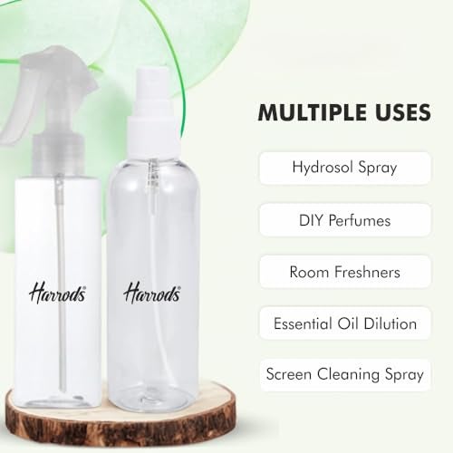 HARRODS Clear Refillable Spray & Applicator Bottle Set 200ml(Pack of 3)| Fine Mist and Trigger Spray & Oil Applicator Comb Bottle | Water, Styling & Liquid Use - Image 5