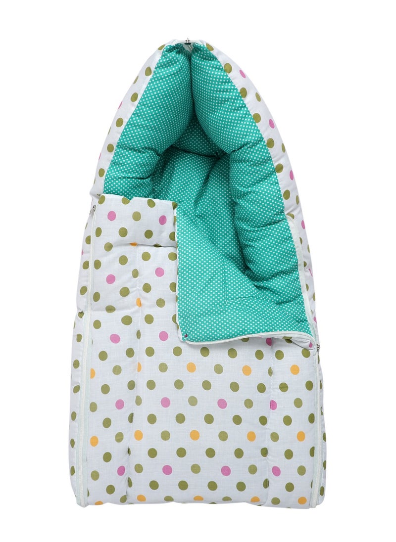 Superminis - Superminis Multicolor Dot Print Cotton Baby Sleeping Bag Bedding Set, Foldabale Mattress, for Newborn to Toddlers - Image 1
