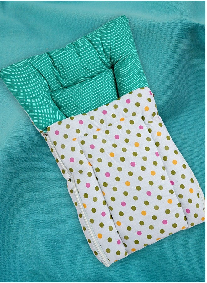 Superminis - Superminis Multicolor Dot Print Cotton Baby Sleeping Bag Bedding Set, Foldabale Mattress, for Newborn to Toddlers - Image 1