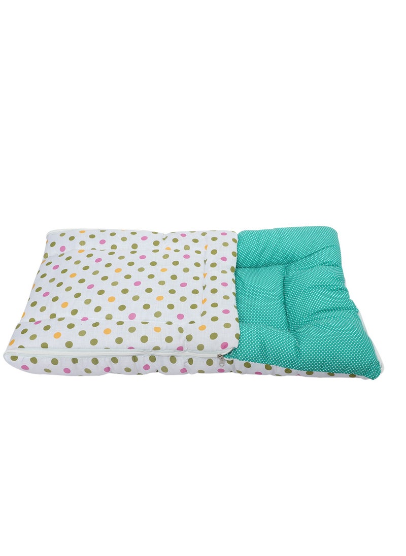 Superminis - Superminis Multicolor Dot Print Cotton Baby Sleeping Bag Bedding Set, Foldabale Mattress, for Newborn to Toddlers - Image 1